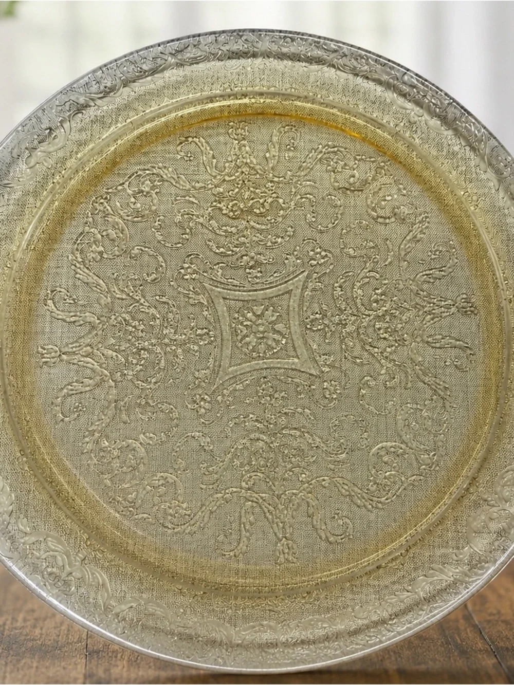 Vintage Federal Madrid Amber Depression Glass 11” Serving Platter